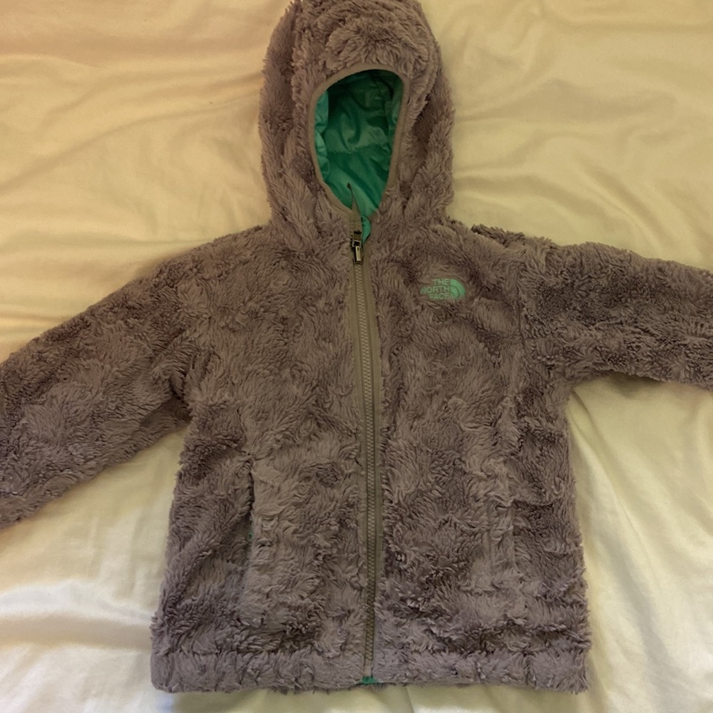 North face 4T reversible furry puffy coat